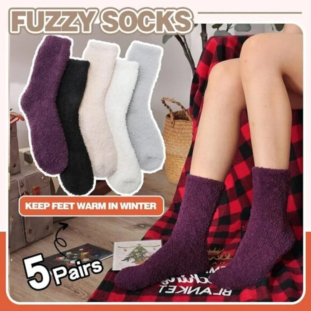 Fuzzy Winter Socks Thick Cozy Plush for Men & Women (2 Sizes M/L)